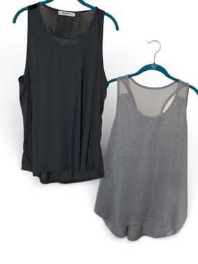 Women’s Dual-Pack Gray and Charcoal Mesh-Back Tank Tops